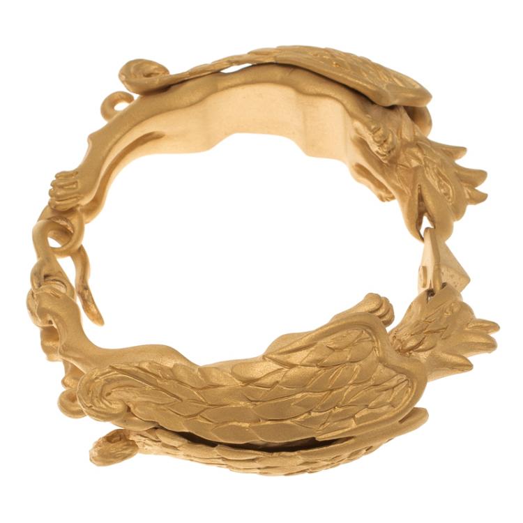 Pre Owned Valentino Gryphon Gold Tone Cuff Bracelet 17cm