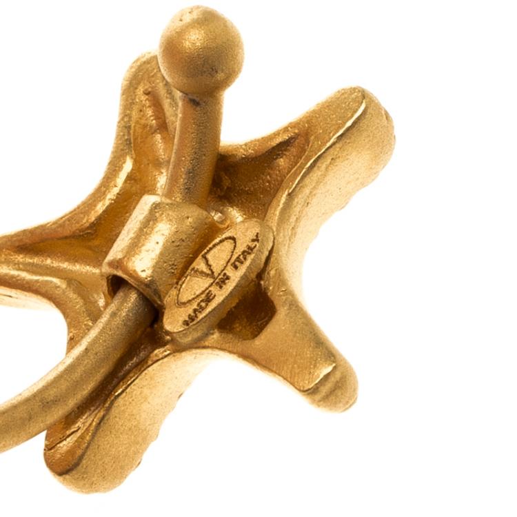 Pre Owned Valentino Set of 5 Multi Shell Gold Tone Adjustable Rings 