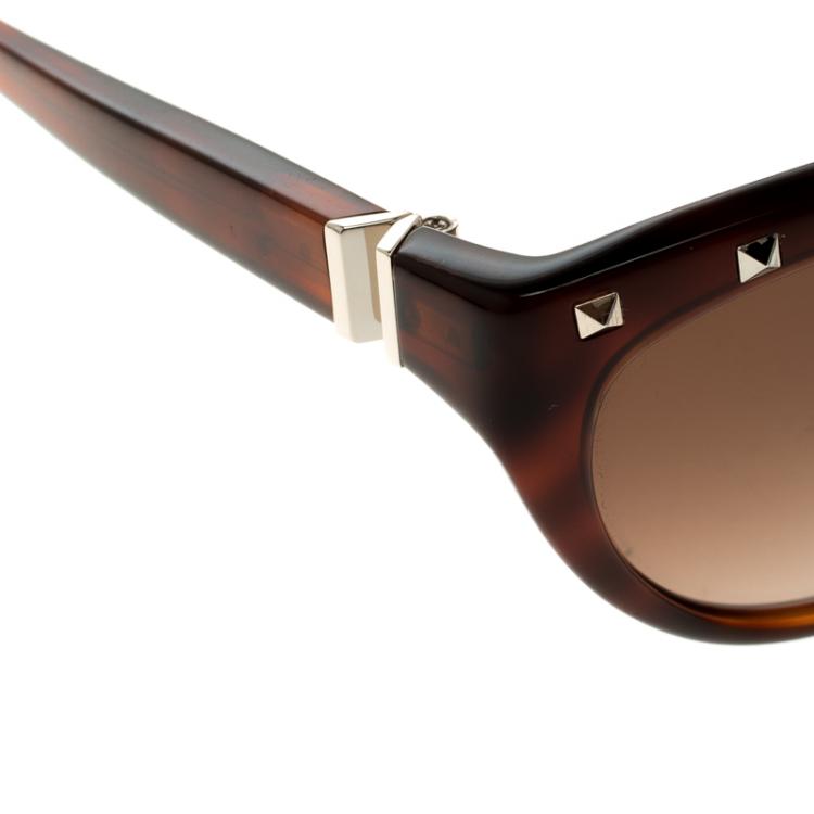 Pre Owned Valentino Havana V614S Studded Cat Eye Sunglasses