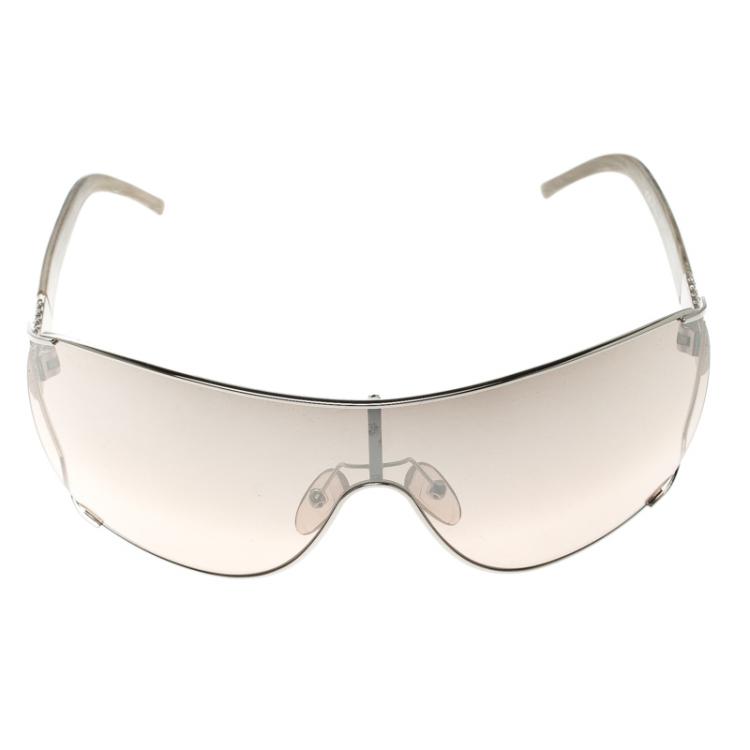 Pre Owned Valentino Brown Gradient 5560/S QIG6H Crystal Shield Sunglasses