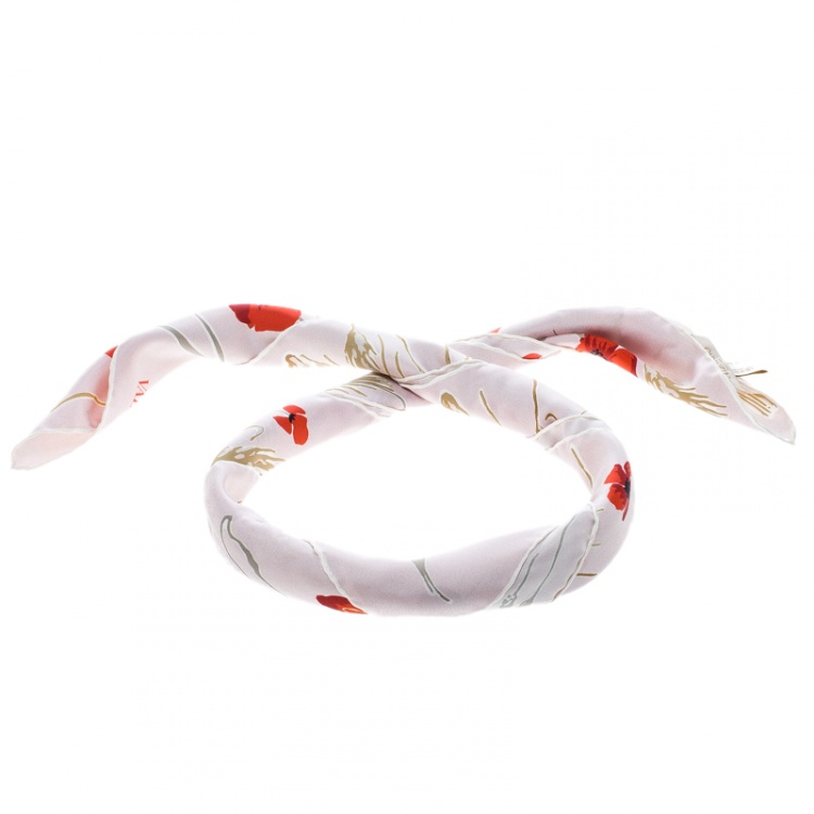 Pre Owned Valentino Blush Pink Poppy Printed Silk Square Scarf 