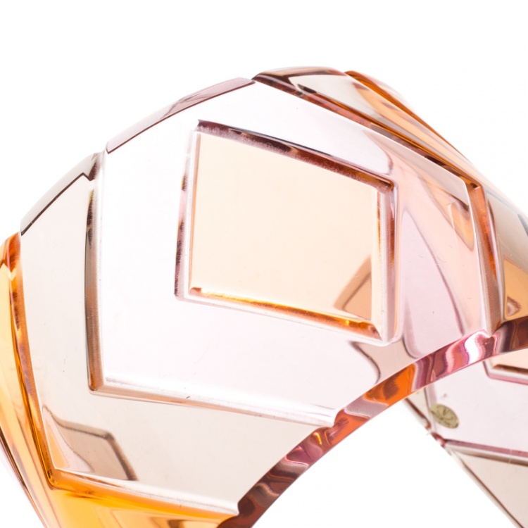 Pre Owned Valentino Orange Plexiglass Wide Open Cuff Bracelet 18cm