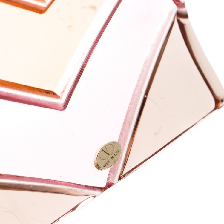 Pre Owned Valentino Orange Plexiglass Wide Open Cuff Bracelet 18cm