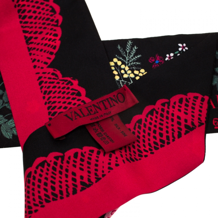 Pre Owned Valentino & Celia Birtwell Multicolor Camugarden Floral Print Silk Bandeau Scarf