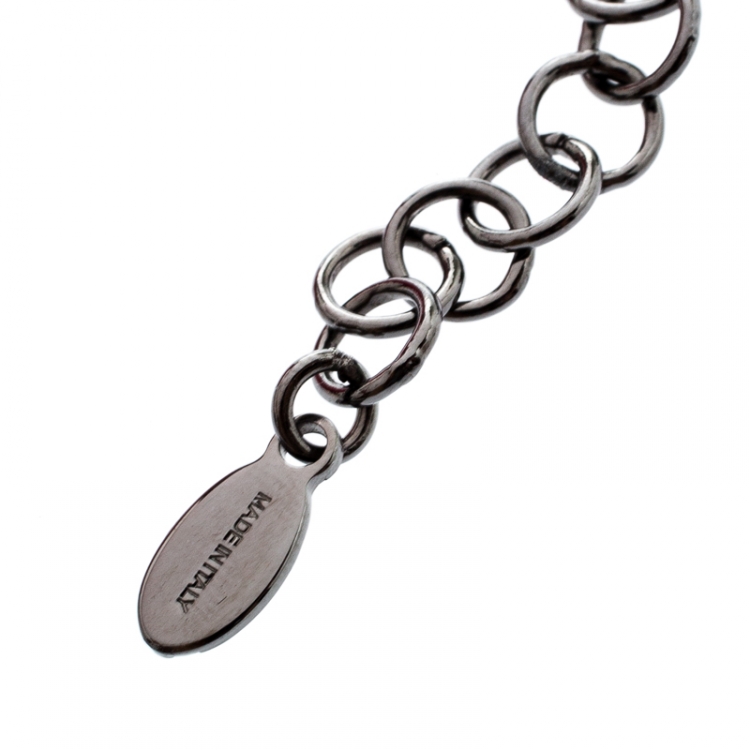 Pre Owned Valentino Black Tone Rockstud Pendant Necklace
