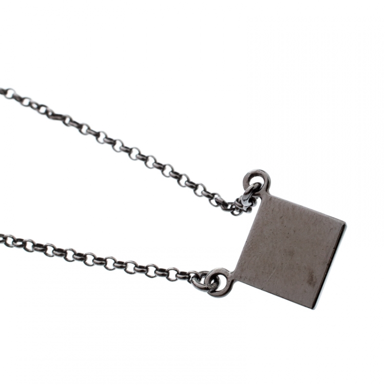 Pre Owned Valentino Black Tone Rockstud Pendant Necklace