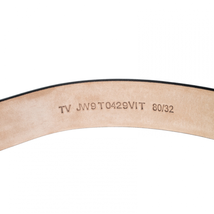 Pre Owned Valentino Olive Green Leather Logo Platino Belt 80CM