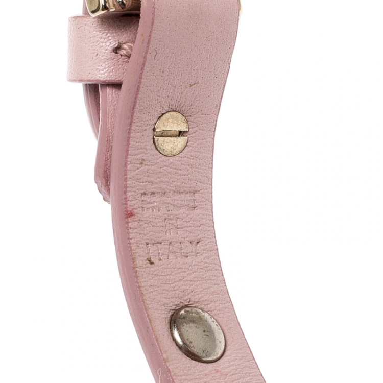 Pre Owned Valentino Rockstud Pink Leather Gold Tone Bracelet