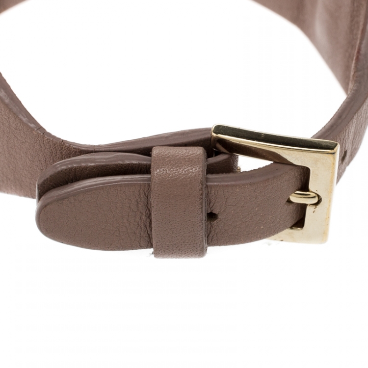 Pre Owned Valentino Rockstud Gold Tone Leather Bracelet