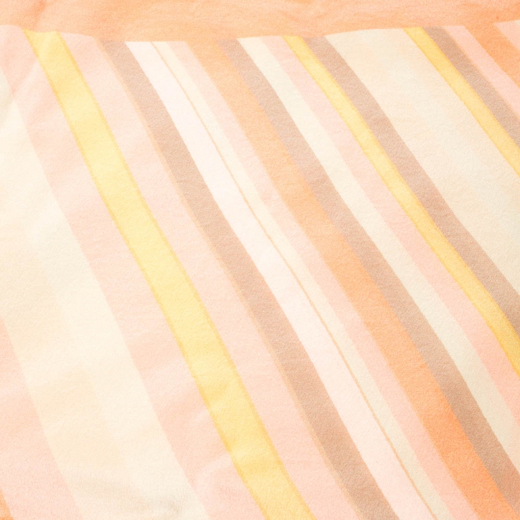 Pre Owned Valentino Peach Native Couture Pastel Striped Diamond Print Silk Square Scarf