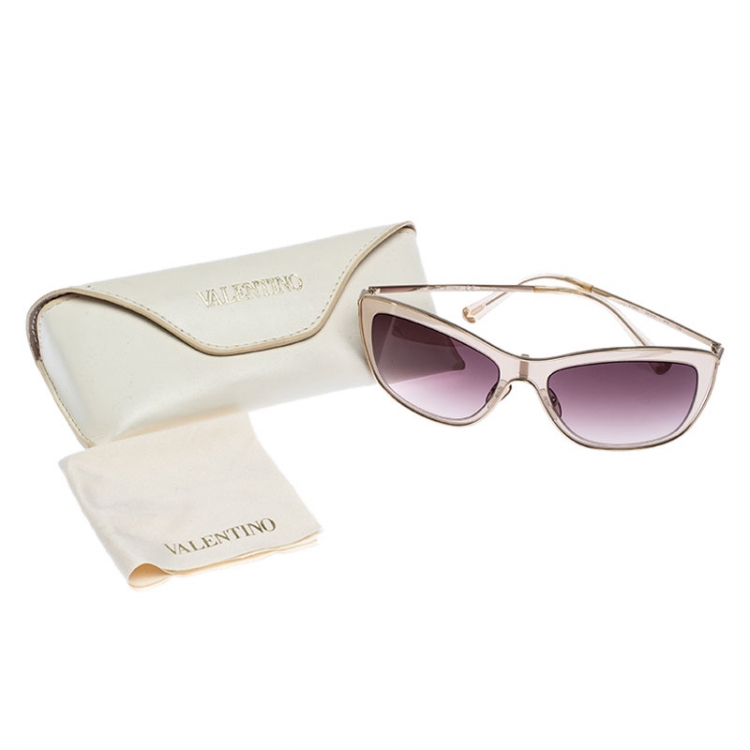 Pre Owned Valentino Rose Pink/ Brown Gradient V108S Rectangular Sunglasses