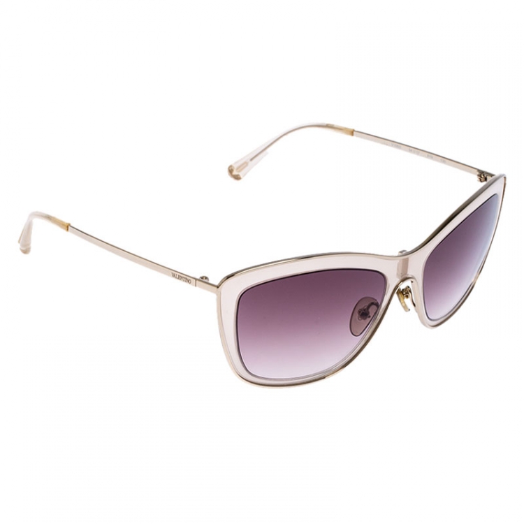 Pre Owned Valentino Rose Pink/ Brown Gradient V108S Rectangular Sunglasses