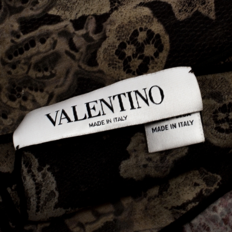 Pre Owned Valentino Multicolor Dégradé Floral Lace Print Silk Scarf