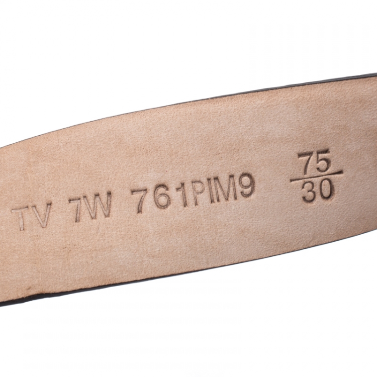 Pre Owned Valentino Red Python Logo Platino Belt Size 75CM