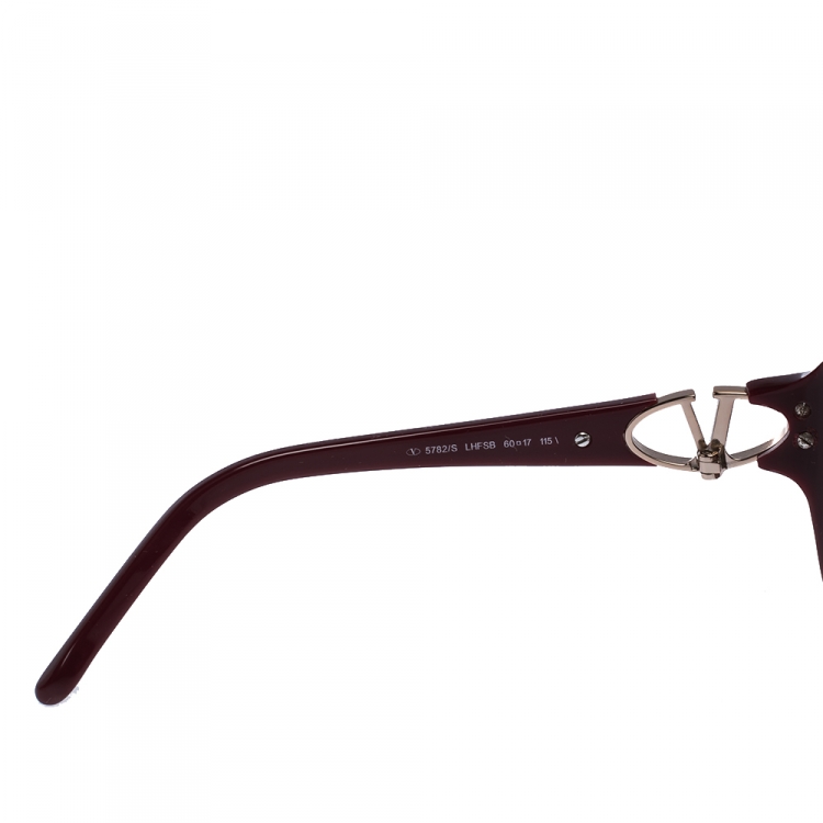 Pre Owned Valentino Burgundy/Brown 5782/S Oversized Sunglasses