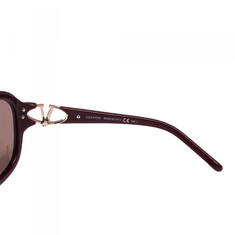 Pre Owned Valentino Burgundy/Brown 5782/S Oversized Sunglasses