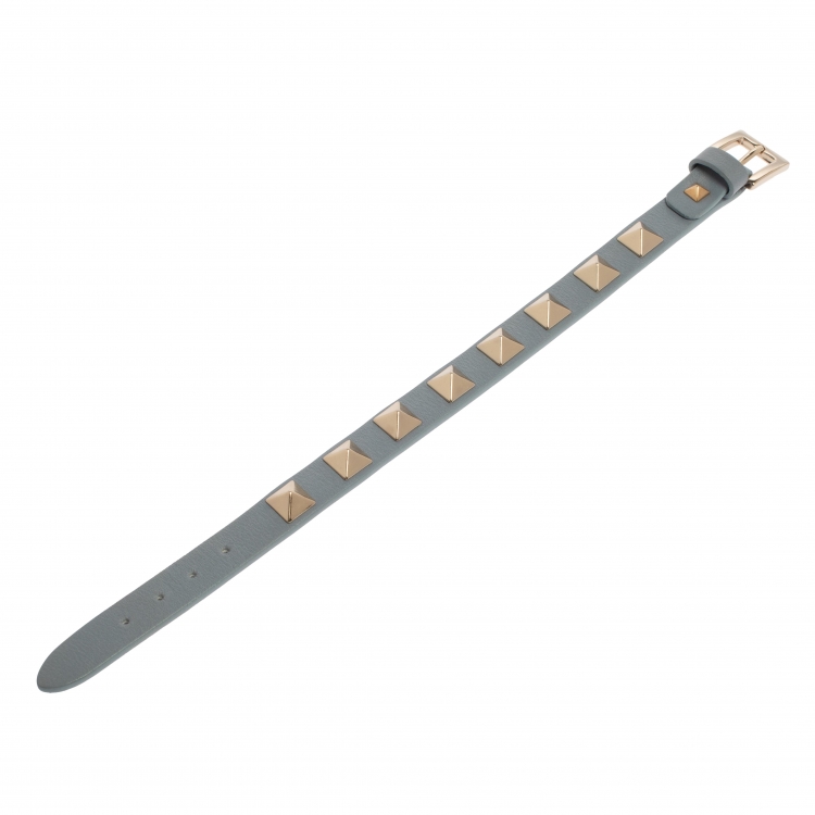 Pre Owned Valentino Light Blue Leather Rockstud Bracelet