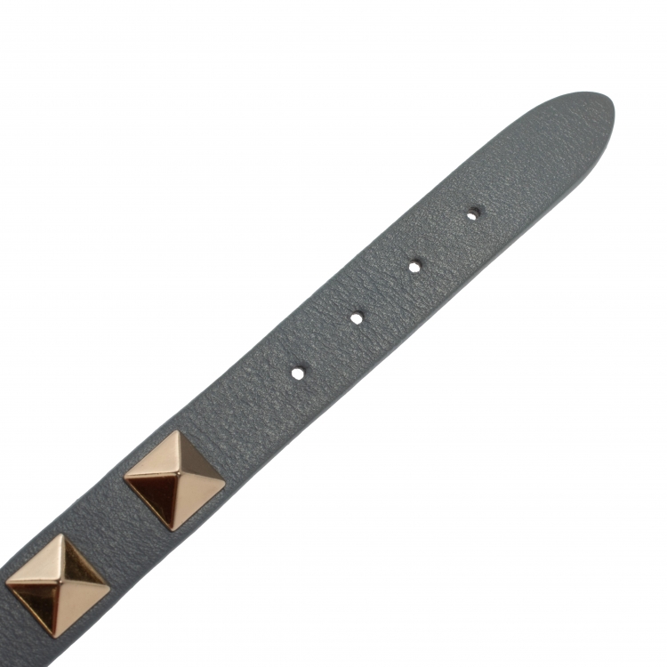 Pre Owned Valentino Light Blue Leather Rockstud Bracelet