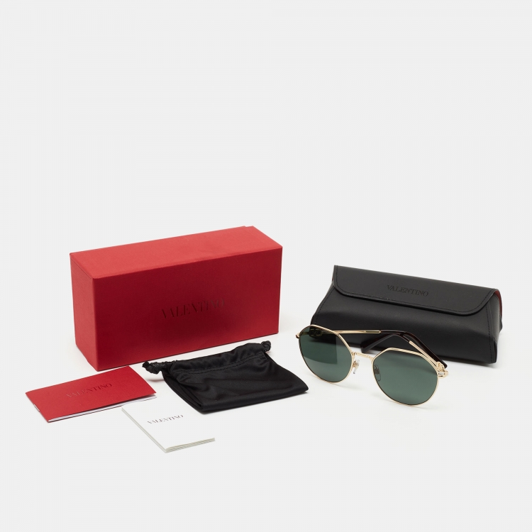 Pre Owned Valentino Black VA2043 VLogo Round Sunglasses