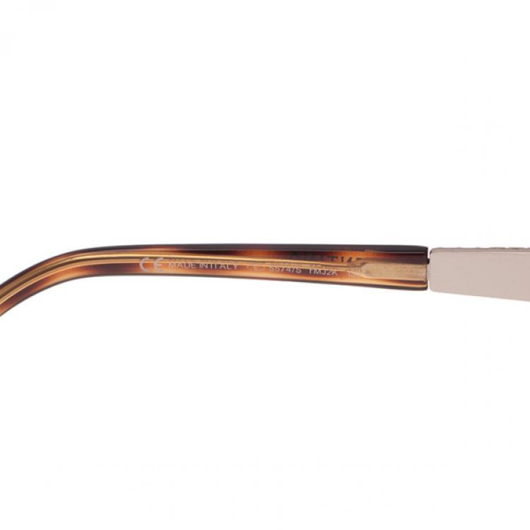 Pre Owned Valentino Tortoise Frame Crystal Shield Sunglasses