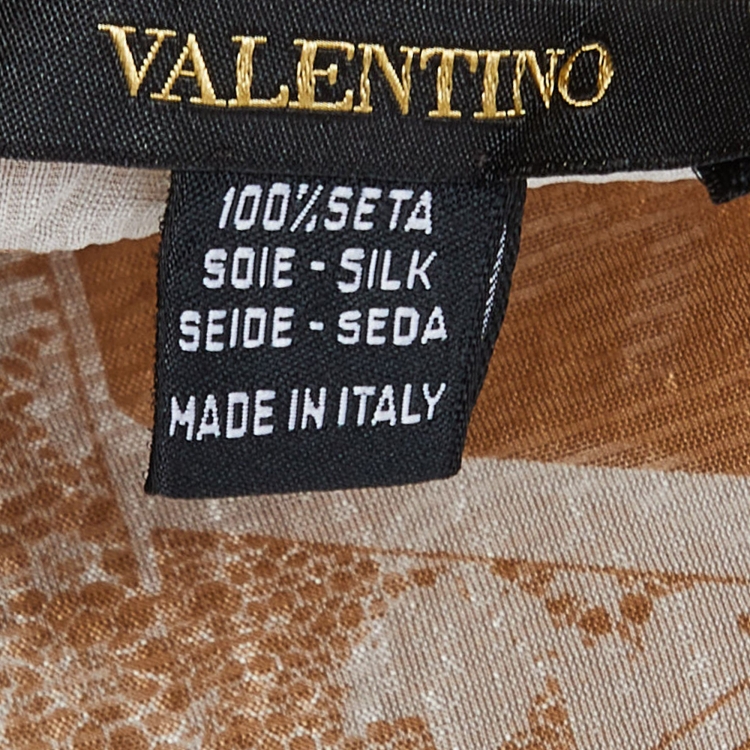 Pre Owned Valentino Beige Floral Lace Print Silk Stole