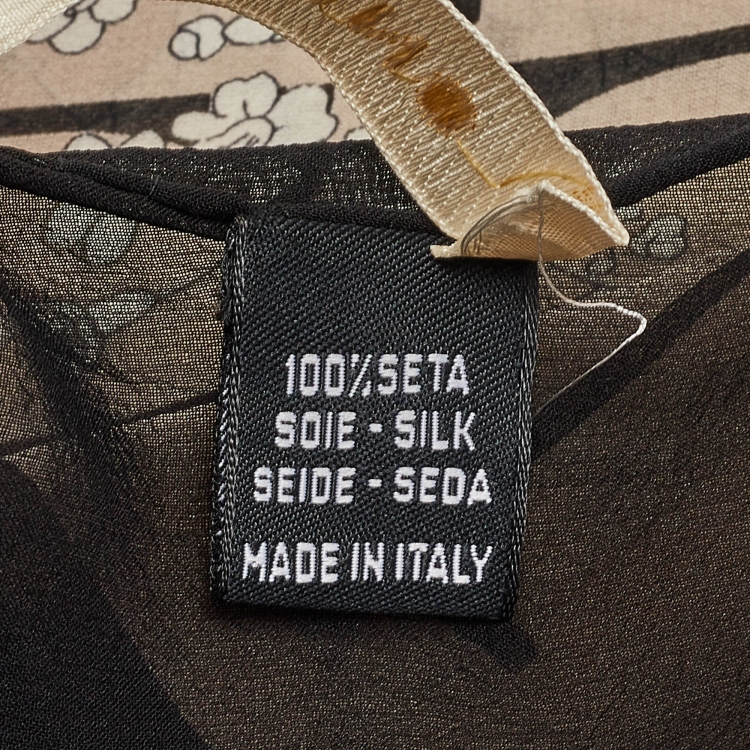 Pre Owned Valentino Black Floral Print Silk Chiffon Scarf