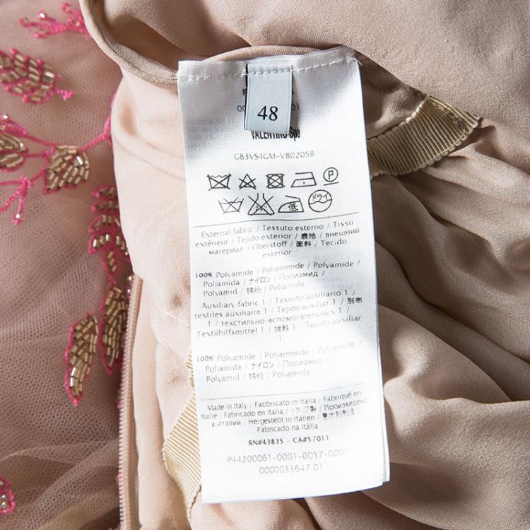 Pre Owned Valentino Pink Sequin Embellished Tulle Gown L