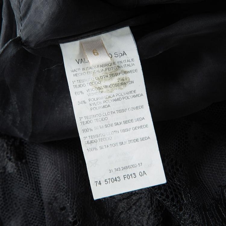 Pre Owned Valentino Black Lace Studded Buckle Detail Layered High Waist Maxi Skirt M