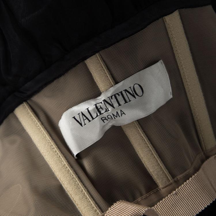 Pre Owned Valentino Black Beaded Silk Strapless Gown S