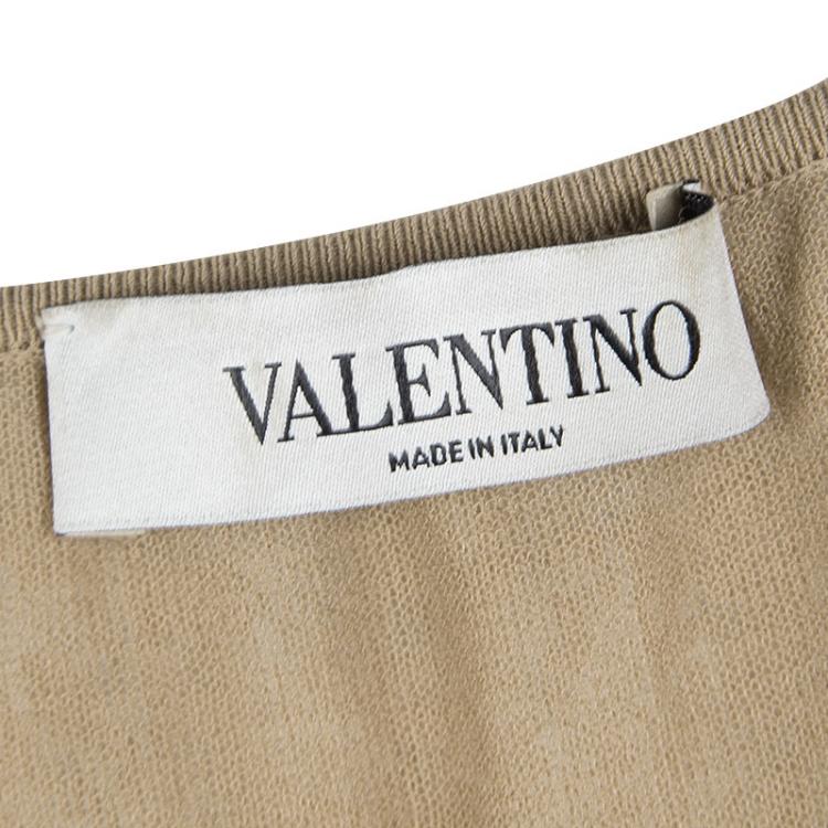 Pre Owned Valentino Beige Perofrated Knit Ruffled Top S
