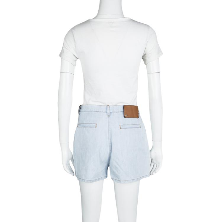 Pre Owned Valentino Blue Light Wash High Waist Denim Shorts S
