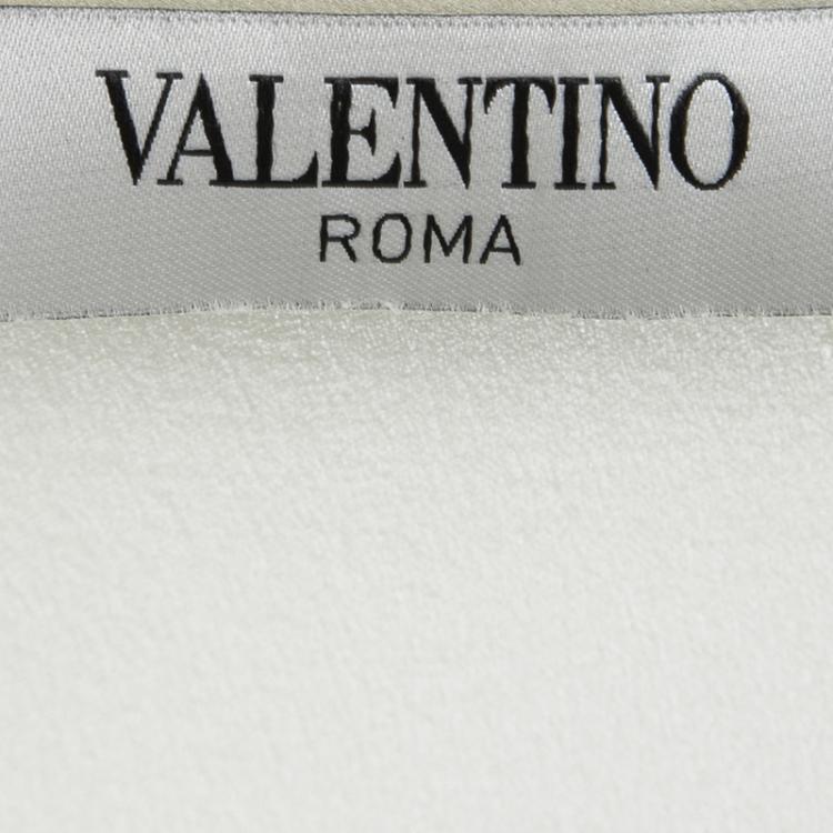 Pre Owned Valentino Pastel Yellow Silk Ruffle and Bow Detail Sleeveless Top M