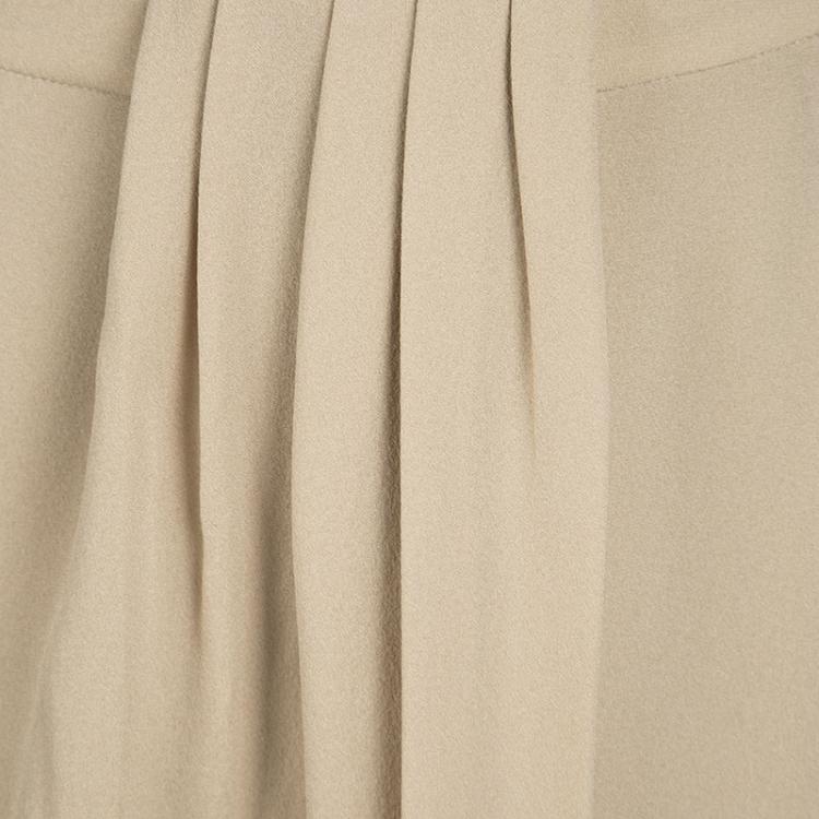 Pre Owned Valentino Beige Silk Draped Skirt M