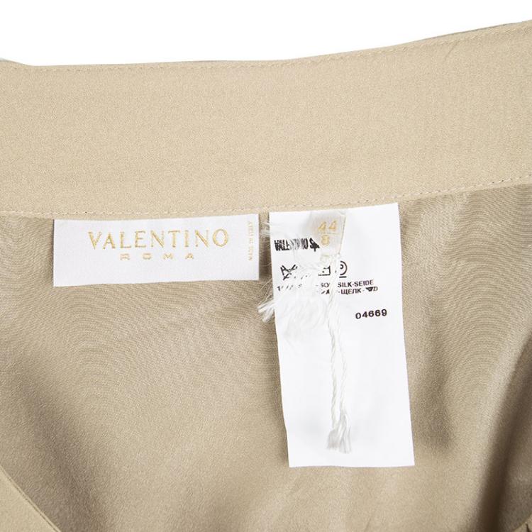 Pre Owned Valentino Beige Silk Draped Skirt M