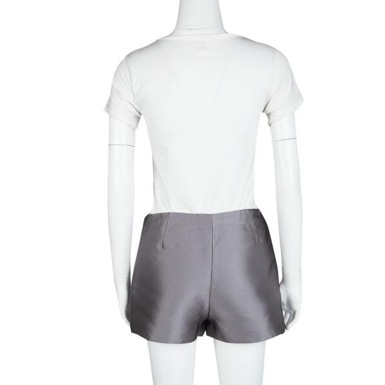 Pre Owned Valentino Grey Silk Blend High Waist Shorts S