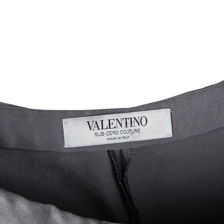 Pre Owned Valentino Grey Silk Blend High Waist Shorts S