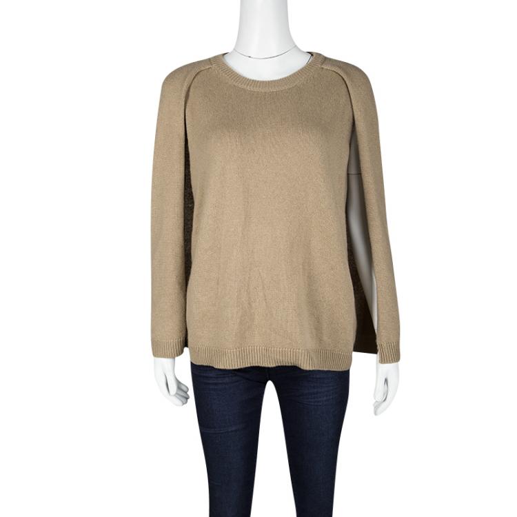 Pre Owned Valentino Brown Cape Style Cashmere Sweater L