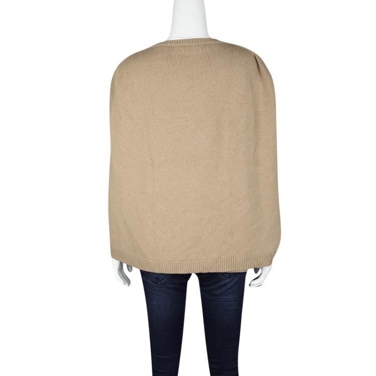 Pre Owned Valentino Brown Cape Style Cashmere Sweater L