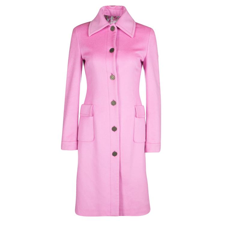 Valentino Pink Cashmere Floral Print Lined Long Coat S Valentino | The ...