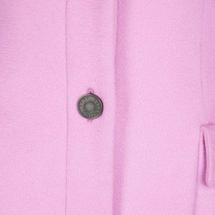 Pre Owned Valentino Pink Cashmere Floral Print Lined Long Coat S