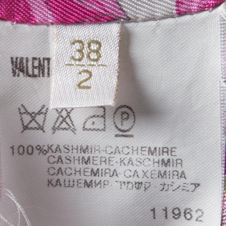 Pre Owned Valentino Pink Cashmere Floral Print Lined Long Coat S