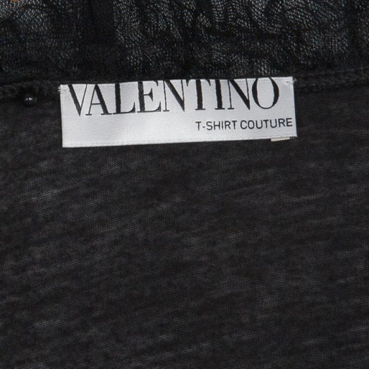 Pre Owned Valentino Black Floral Embellished Top S
