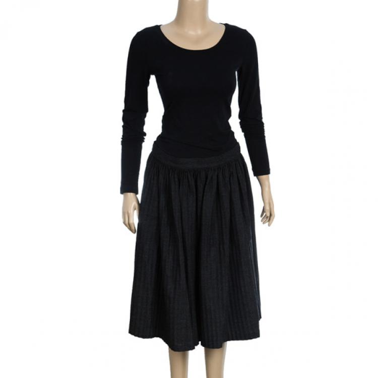 Pre Owned Valentino Grey Pleated Skirt L