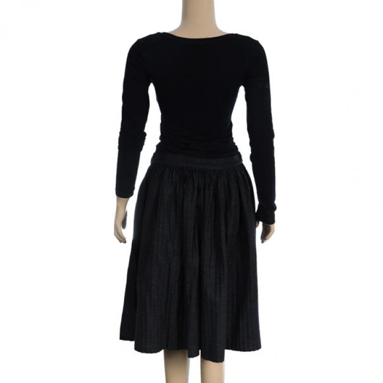 Pre Owned Valentino Grey Pleated Skirt L