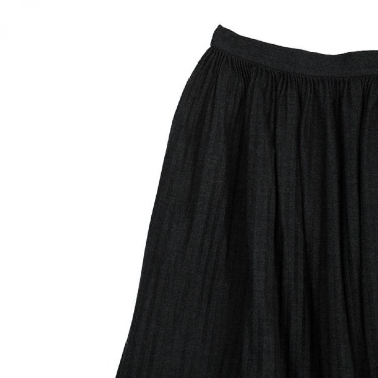 Pre Owned Valentino Grey Pleated Skirt L