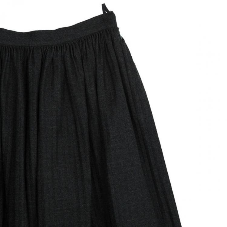 Pre Owned Valentino Grey Pleated Skirt L