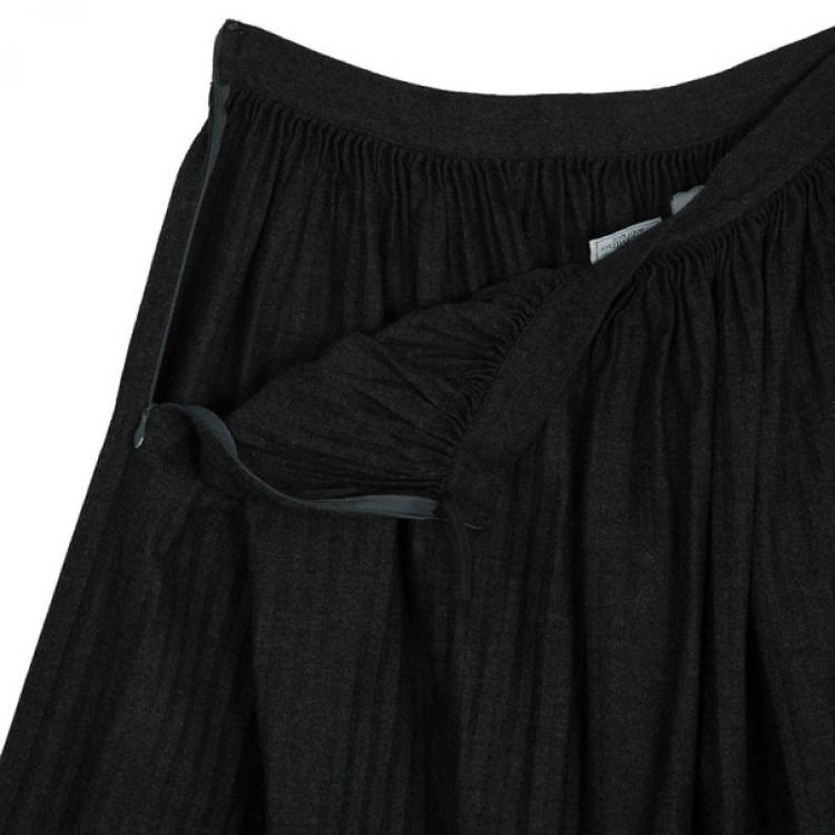 Pre Owned Valentino Grey Pleated Skirt L
