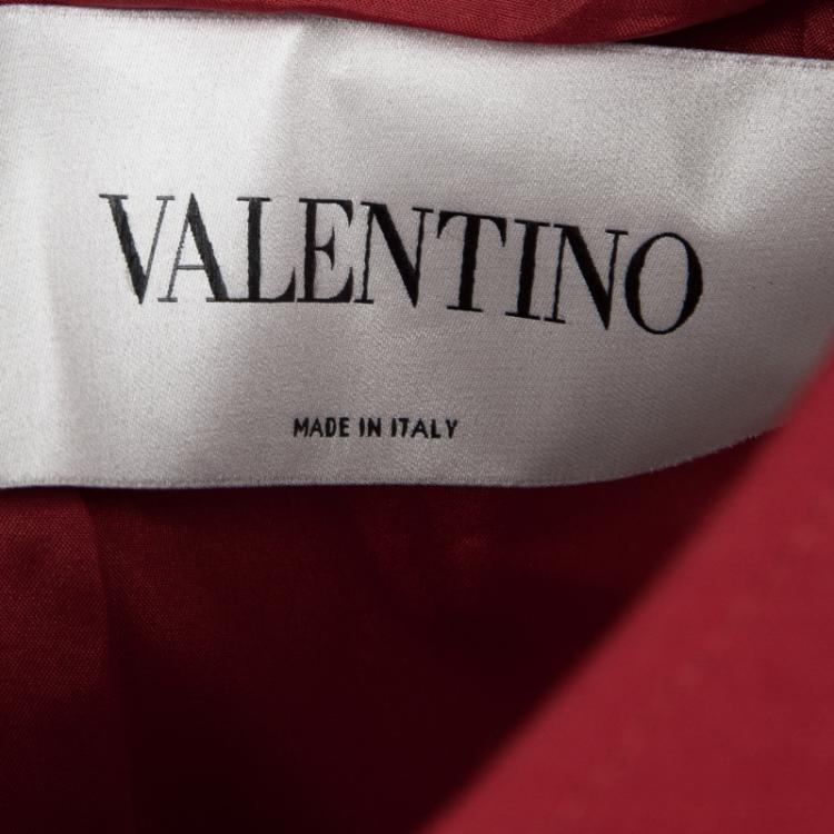 Pre Owned Valentino Red Wool and Silk Long Sleeve Shift Dress M