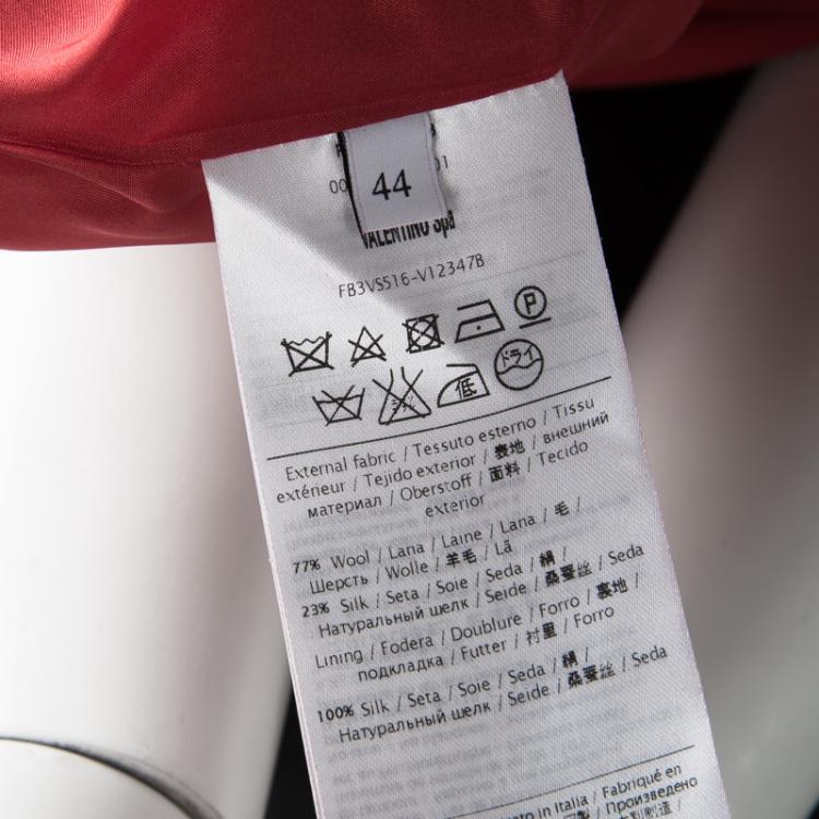 Pre Owned Valentino Red Wool and Silk Long Sleeve Shift Dress M