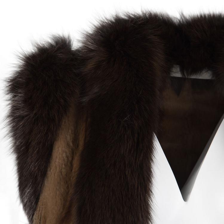 Pre Owned Valentino Brown Mustela Vison Front Open Vest M